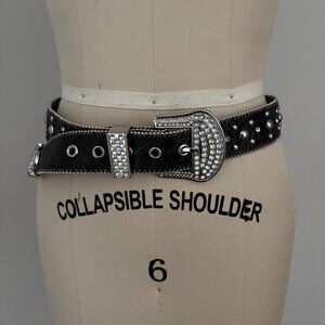 Kathy Van Zeeland Women's Western Studded Rhinestone Belt Bling Sz Small
